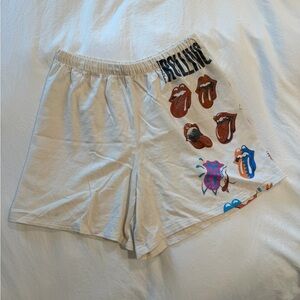 the Rolling Stones Cream Graphic Tongue Shorts